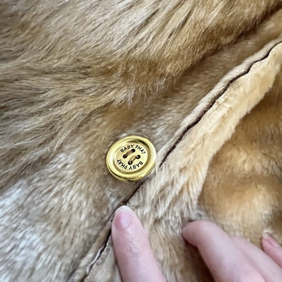 Baby Phat Vintage Coat Jacket Brown Fur Womens Mob Wife Penny Lane Y2K - Picture 8 of 16